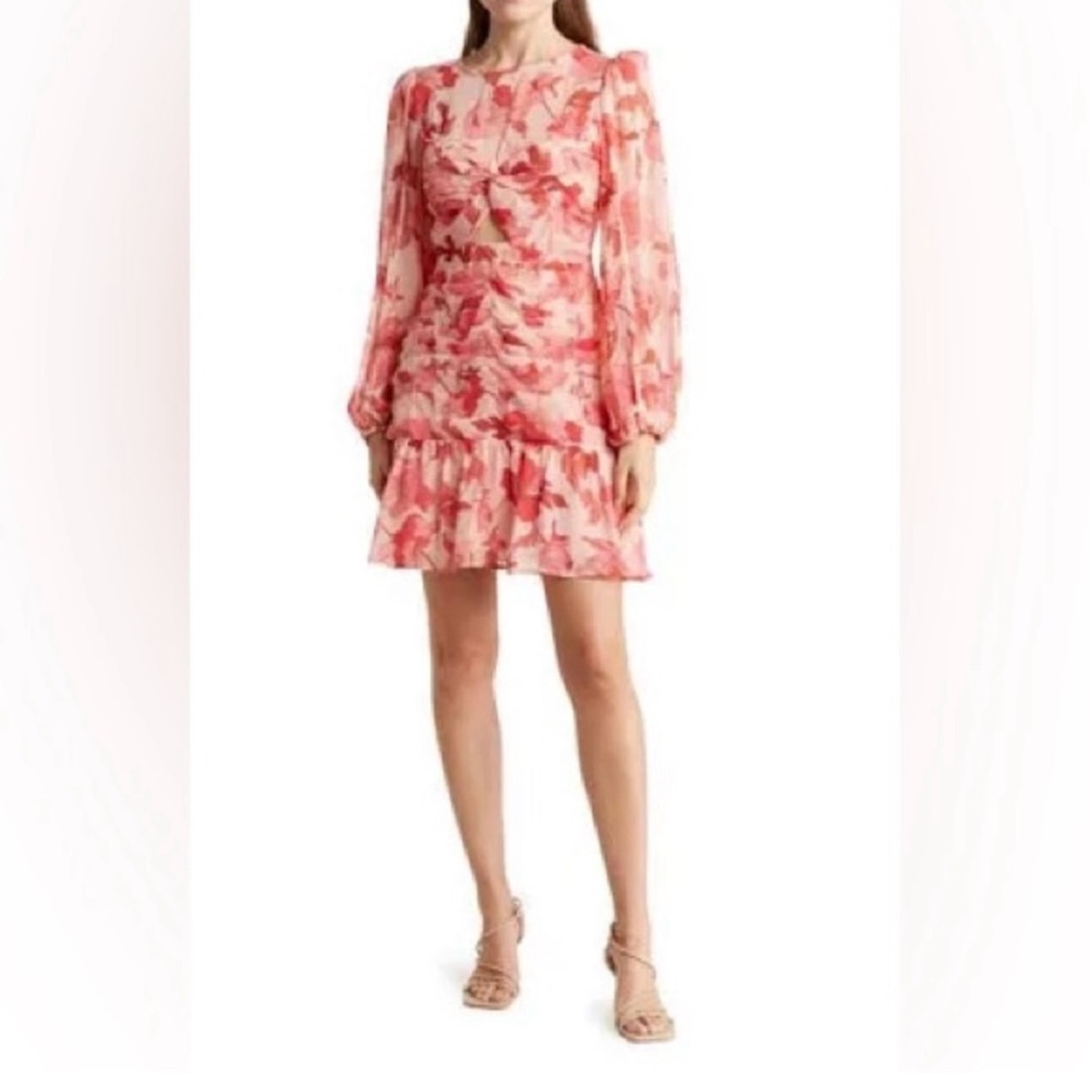 NEWT  ASRT The Level Ruched Semi Sheer Mini Dress Floral